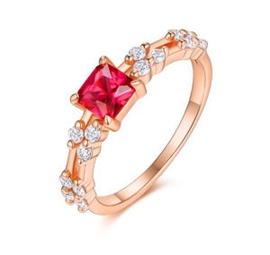 Ensemble de bijoux Zanlong en corindon rouge synthétique plaqué or rose, argent sterling S925, bague, collier et boucles d'oreilles en corindon rouge - Product Image 3