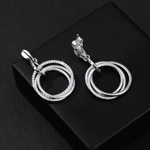 <span class=keywords><strong>Pendientes</strong></span> de Lujo con Moissanita, Diseño de Triple Aro, Plata S925, Geométricos <span class=keywords><strong>y</strong></span> Brillantes para Mujer - Product Image 4
