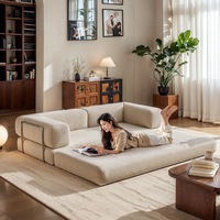 Canapé-lit double en velours extensible et convertible, style américain, nouveau design, beige, pour salon