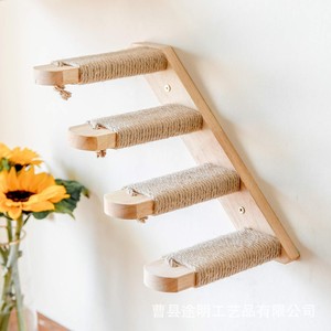 Échelle murale pour chat en bois massif, 4 niveaux, sisal, multi-étages, durable, pour salon - Product Image 1