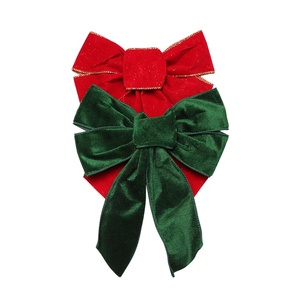 Ornement de fête de Noël, ruban décoratif en velours rouge et or avec paillettes, 8x10 pouces, polyester, personnalisable, pour la maison - Product Image 5