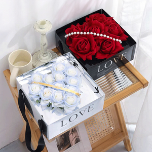 Scatola Regalo Portatile per Fiori, Design Quadrato a Cuore, Confezione per Bouquet da Matrimonio e Festa, Scatole di Carta per Fioristi - Product Image 5