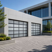 Porte de garage sectionnelle automatique à vue complète en verre trempé dépoli avec cadre en alliage d'aluminium, taille personnalisée, pour villa moderne