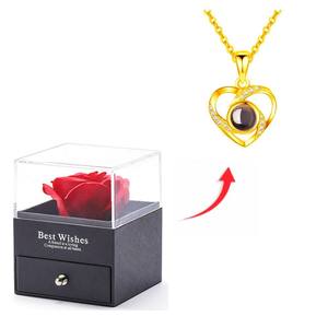 กล่องดอกไม้ตลอดกาลของขวัญวันเกิดแฟนวันวาเลนไทน์100ภาษาสร้อยคอจี้หัวใจ - Product Image 4