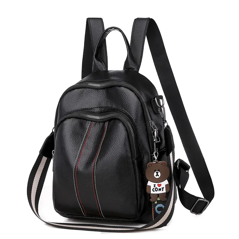 Sling Bag Backpack 2020 New Design Custom Logo Lady Fashion Lovely Bear Pendant PU Leather Backpack Sling Knapsack Bagpack Bag