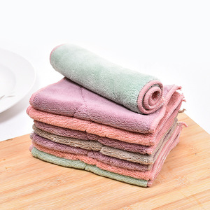Chiffon de nettoyage épais et absorbant, couleur unie violet et vert, rectangulaire, sans peluches, pour casseroles et poêles - Product Image 3