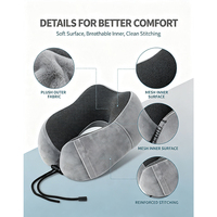 Oreiller de voyage en mousse à mémoire de forme de qualité supérieure en forme de U avec tissu modal lavable 30 cm léger personnalisable pour avion, voiture, bureau