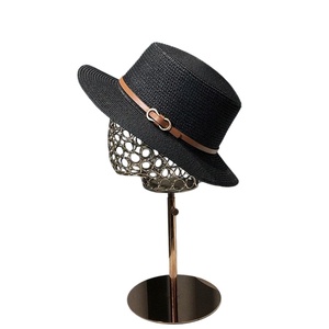 Hot Sale Flat Top Straw <b>Hat</b> With Leather Strap UV Protection Casual Panama Beach <b>Hat</b> Retro Style Men and Women - Product Image 3