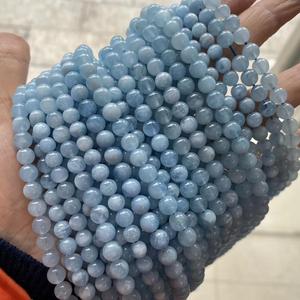 Naturale di Guarigione di Pietra di Alta Qualità Allentati Della Pietra Preziosa Rotonda Perline Opache Blu Quarzo di Cristallo Acquamarina per Gioielli FAI DA TE Che Fanno - Product Image 4