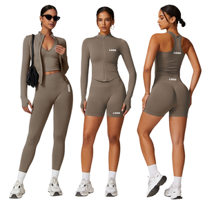 Ensemble de vêtements de sport de haute qualité, haut de sport à bretelles ajusté, short de yoga, pantalon de fitness décontracté, motif uni, ensembles de yoga - Product Image 1