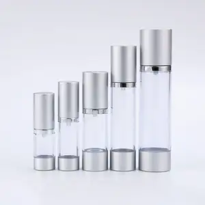 5ml,10ml,15ml,20ml,30ml,50ml Luxus Silber Gold Aluminium Kosmetik spray Airless Spender pumpe gefrostete Plastik flasche