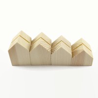 Cube en bois personnalisable ornements de bureau porte-cartes de visite maison en bois inachevée