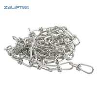 Chaîne à nœuds haute résistance DIN5686, chaîne à double boucle sans soudure en acier inoxydable, chaîne de sécurité et de suspension multi-usages