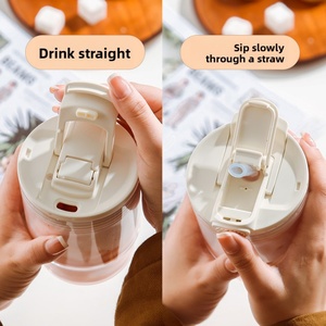 New Plastic <b>Coffee</b> Cup Large Capacity Stylish Solid Color Modern Minimalist Dual-use Portable Water <b>Bottle</b> Lanyard Transparent - Product Image 4