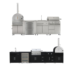 Hyxion cocina al aire libre de acero inoxidable jardín Camping cocina Diseño 7 piezas conjunto de Gas madera combustible barbacoa parrilla - Product Image 6