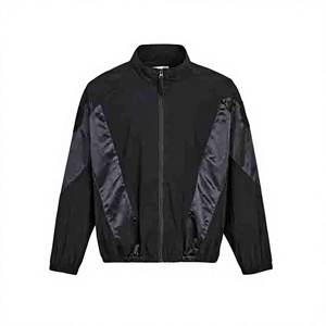 Men's Hooded <b>Racer</b> <b>Jacket</b> Windproof Polyester Zipper Closure Sporty Style Autumn Wear Regular Fit Solid Color <b>Jacket</b> - Product Image 5