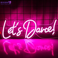 Insegna al Neon LED con Scritta 'Let's Dance', Decorazione in Acrilico per Bar, Karaoke, Veranda, Sala da Ballo, Arredamento Casa