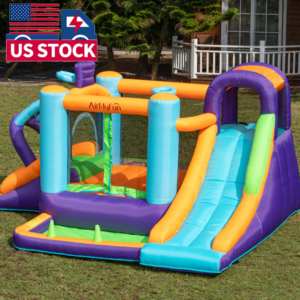 En stock aux États-Unis, AirMyFun Trampoline, <span class=keywords><strong>jeux</strong></span> de plein air, château gonflable, maison de saut gonflable avec toboggan - Product Image 2