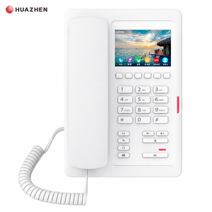 Téléphone d'hôtel H5W blanc pour chambre d'hôtes, téléphone IP WiFi avec écran couleur de 3,5 pouces, 6 touches de numérotation rapide, 2 lignes SIP, PoE - Product Image 1