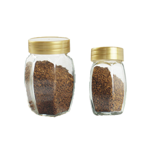 120g 200g 500g 1000g Boca ancha Hexgaonal tarro <span class=keywords><strong>panza</strong></span> grande Tarro de almacenamiento de vidrio para miel Espresso café en polvo con tapa - Product Image 3