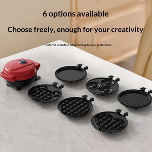 Mini máquina para hacer gofres, tostadora, máquina para hacer sándwiches, máquina multifuncional para el desayuno, eléctrica, con forma de corazón, antiadherente, de aluminio - Product Image 2