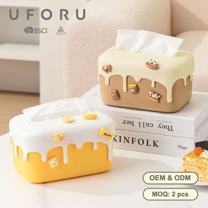 Uforu BoItes a Mouchoirs Table carrée de dessin animé unique Face faciale Boîte à mouchoirs en plastique Design Spring Fun Porte-serviettes - Product Image 1