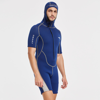 Traje de Neopreno Impermeable y Cortavientos con Cierre en el Pecho, Traje de Buceo con Capucha y Manga Corta para Surf, Snorkel, Pesca Submarina y Deportes Acuáticos