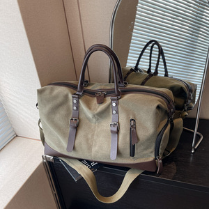 Canvas Travel Bag Large Capacity Zipper Water Resistant Leisure Travel Gym Yoga Bag Solid Color - Product Image 2