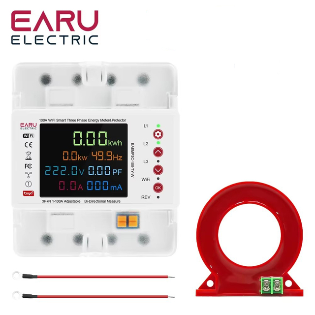 TUYA WiFi Smart Bi-Directional Energy Power kWh Meter Leakage Over Under Voltage Protector Relay Switch Current Limit EAEMP3C