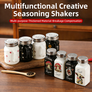 Conjunto Personalizado de 4 oz de Frascos de Vidro para Temperos em Preto e Branco com Tampas de Metal para Decoração de Cozinha - Product Image 3