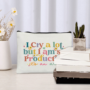J'ai pleuré beaucoup, mais j'ai été très productif : un sac de maquillage personnalisé, un sac de rangement de voyage, une trousse de toilette, une pochette cosmétique. - Product Image 3