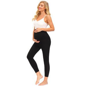 OEM completo embarazo cintura alta Patchwork maternidad Leggings Pantalones mujer embarazada ropa - Product Image 6