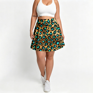 <span class=keywords><strong>Jupe</strong></span>-short de sport pour <span class=keywords><strong>femme</strong></span>, taille haute, imprimé léopard vert sarcelle doré, avec poche pour téléphone, style luxe, pour le tennis et la gym - Product Image 3