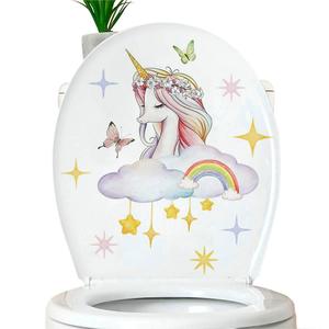 Dessin animé fleur papillon Rose plante verte <span class=keywords><strong>toilette</strong></span> autocollant salle de bain décoration <span class=keywords><strong>papier</strong></span> <span class=keywords><strong>peint</strong></span> auto-adhésif PVC sticker mural - Product Image 2