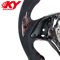 Volant sport racing personnalisé en fibre de carbone forgée rouge et cuir noir pour Chevrolet Corvette C7 ZR1 Camaro SS ZL1