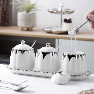 Juego de Recipientes de Cerámica para Condimentos con Tapa y Cuchara, Diseño Nórdico, Almacenamiento Cilíndrico para Sal, Especias, MSG y Condimentos - Product Image 3