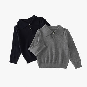 Suéter de lana con cuello polo y manga larga para niños, estilo británico, informal, para primavera y otoño, 2026 - Product Image 2