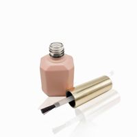Flacon de vernis à ongles en verre gel personnalisé de luxe de 11 ml, flacon vide unique de couleur rose avec pinceau et bouchon doré