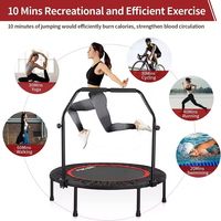 Trampolín de ejercicio para adultos, mini trampolín plegable, reboteador de fitness con asas de espuma ajustables