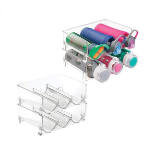 213349 Amazon Hot Transparent Plastic Stackable Water Bottle Beer Hold Fridge Storage Tray Organizer For Sale