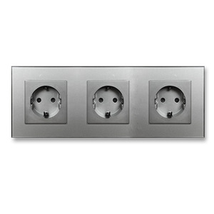 เต้ารับไฟฟ้าแบบยุโรป 3 ช่อง 16A 220V แผงกระจกนิรภัย สีทอง - Product Image 3