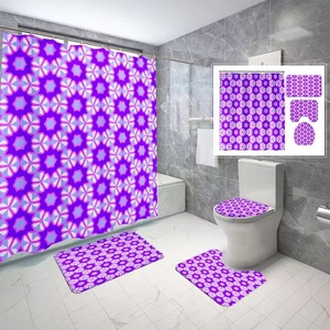 Cortina de Ducha Floral de Poliéster, Cortina de Baño con Impresión Digital Personalizada, Juego de Cortinas de Ducha Impermeables, Venta al por Mayor 15 - Product Image 6
