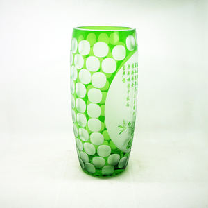 수제 독특한 샌드 블라스트 멀티 컬러 유리 꽃병 손 절단 꽃병 아트 데코레이터의 공장 - Product Image 5