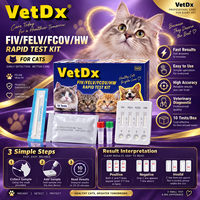 Kit de test rapide 4 en 1 pour chats FIV FELV FCOV HW (Virus de l'immunodéficience féline, Leukémie, Coronavirus, Dirofilariose)