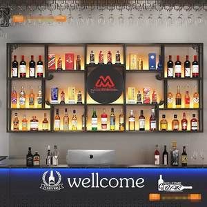 Étagère à vin pour comptoir de bar, mur d'arrière-plan pour <span class=keywords><strong>caisse</strong></span> de restaurant, présentoir à vin et boissons, personnalisation du cadre - Product Image 1