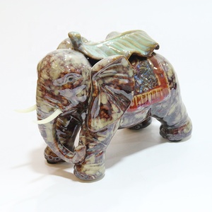 Adornos de cerámica de animales para decoración del hogar, artesanías hechas a mano, con hojas de plátano y elefante - Product Image 3