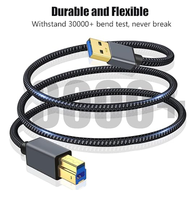 Câble USB3.0 a à B 5Gbps boîtier en alliage de zinc tressé haute vitesse USB a à B 3.0 câble d'imprimante Station d'accueil, pilotes durs externes
