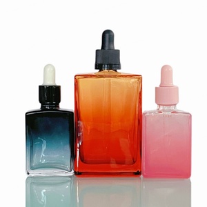 Square Gradient Colored Glass Pipette Serum Bottles Essential Oil 1oz Rectangle Glass Dropper Bottles with Dropper Cap 30ml - Product Image 2