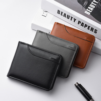 Dompet Kulit PU Premium Ultra Tipis dengan Jendela ID, Dompet Kartu Kulit Pria
