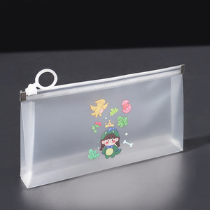 B6 kalınlaşmış şeffaf fermuar ile su geçirmez plastik kalem çantası kırtasiye kozmetik buzlu Stereo muayene kalem kalem çantası - Product Image 2